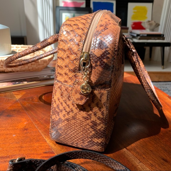 Vintage Preston & York Snake Skin Print Top Handle Bag with Strap - Picture 2 of 5